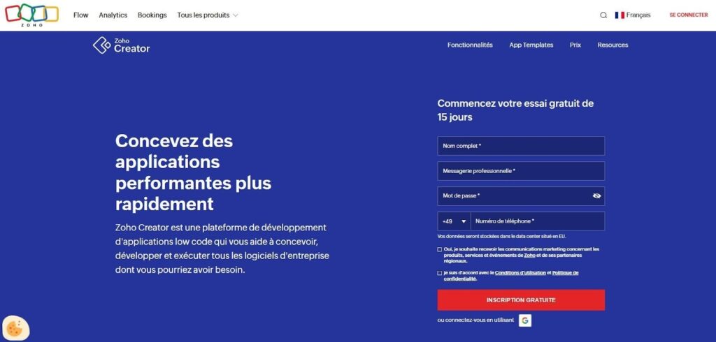 Zoho Creator dans Google