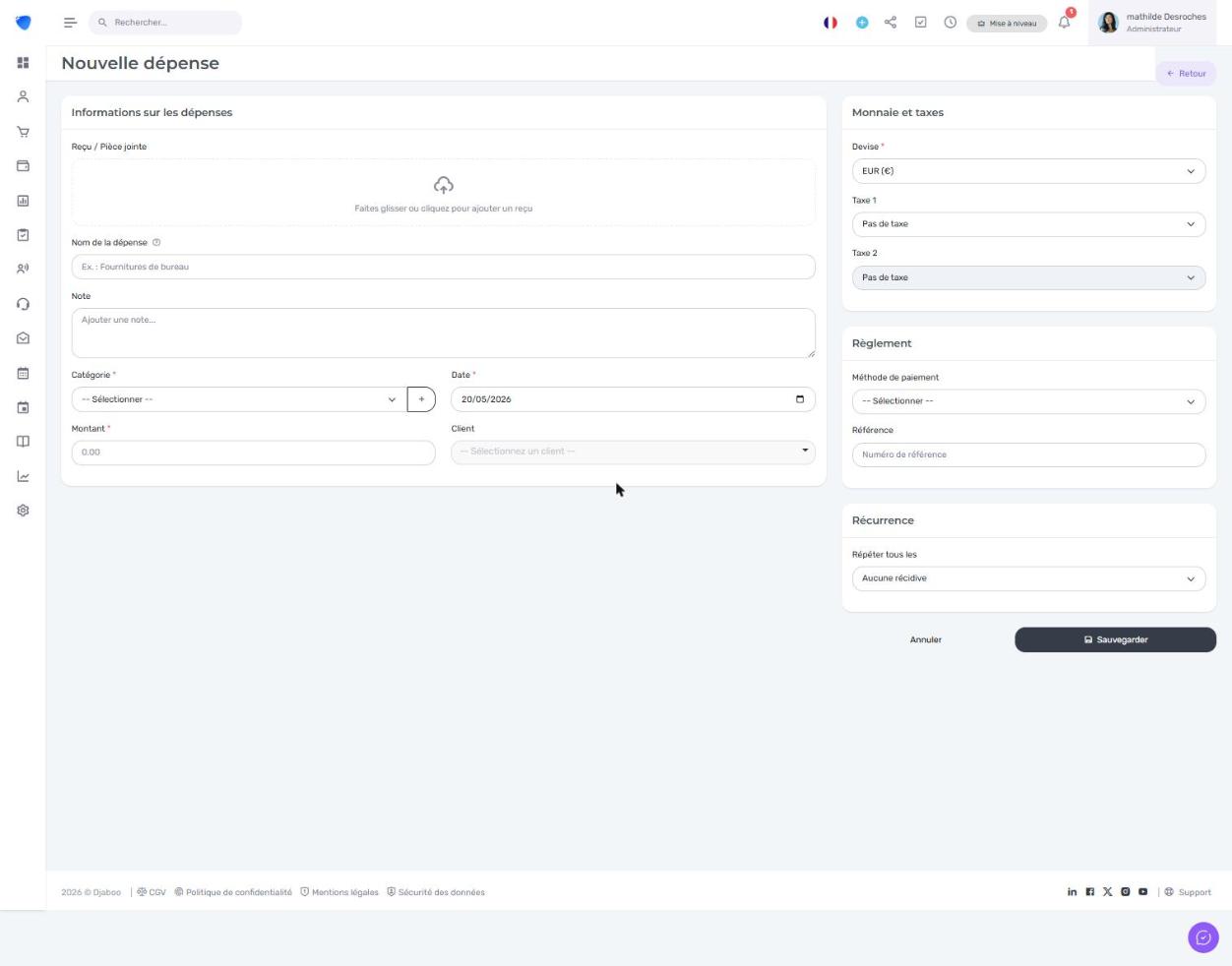 Validation d'une indemnité kilométrique (IK) dans Djaboo
