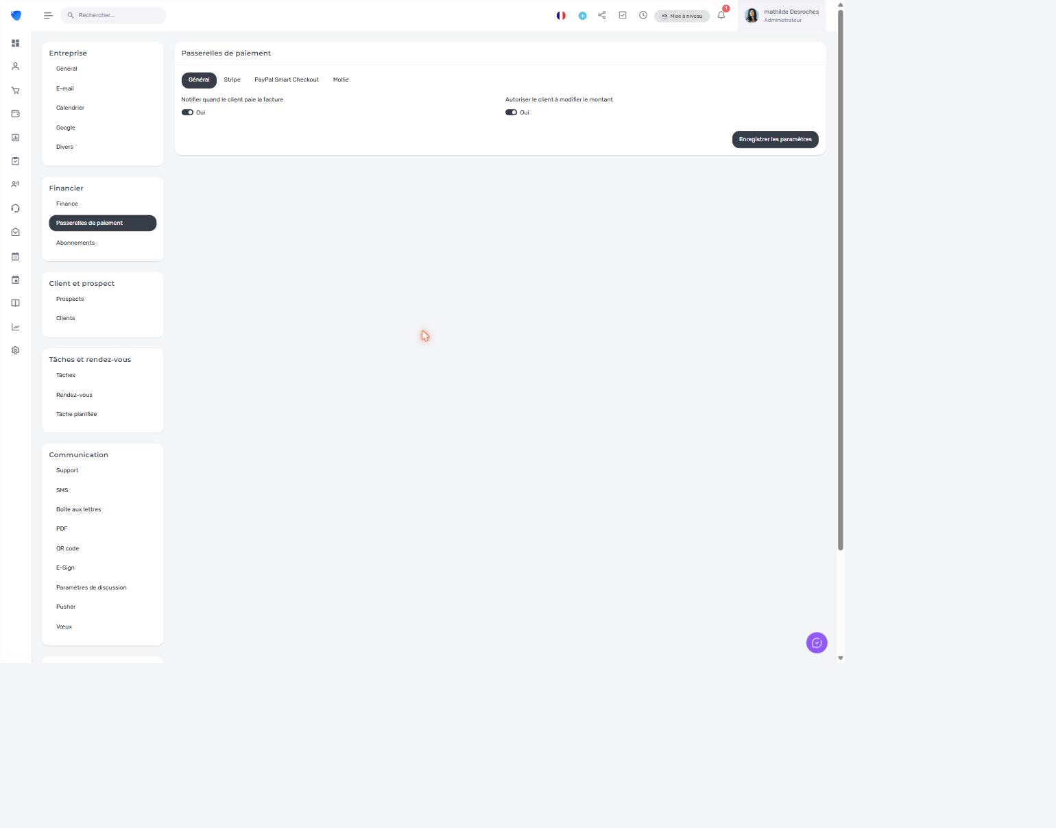 Passerelles de paiement dans Djaboo - PayPal Smart Checkout disponible